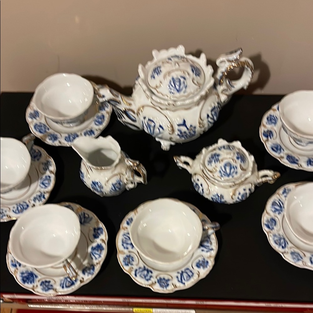Royal Vienna Fine Porcelain Tea Set Blue White Gold China Wow Antique VTG Rare - Picture 5 of 16